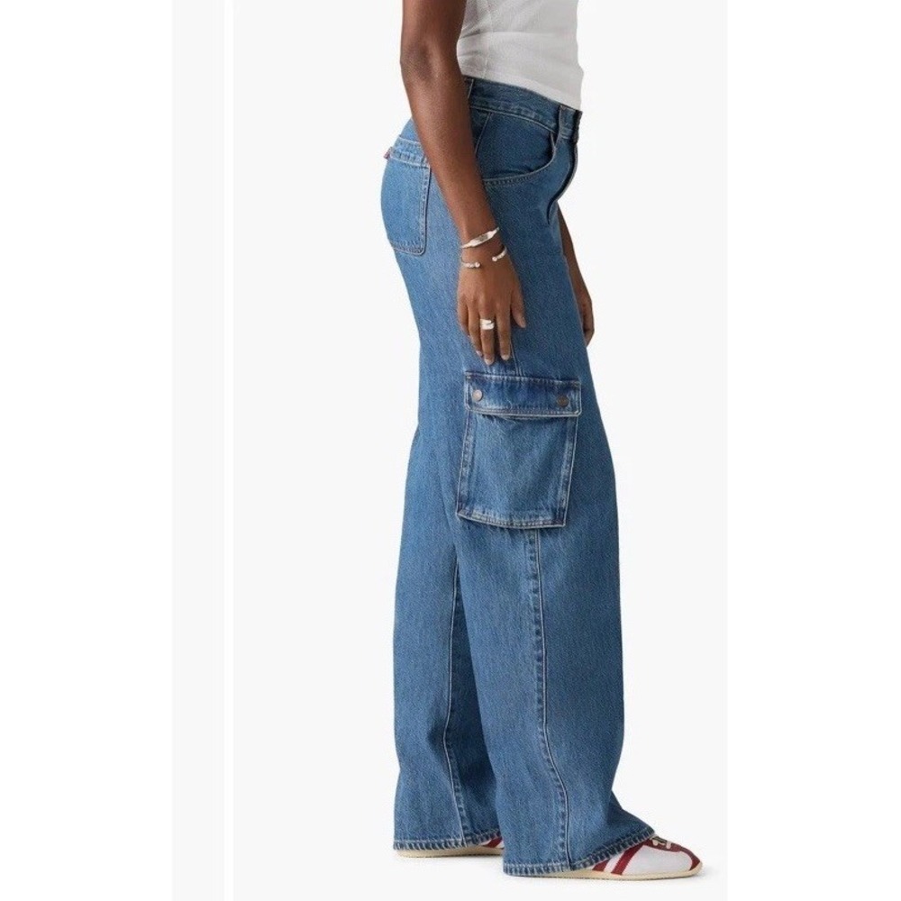 Women's Y2K Levis Superlow Cargo Jeans Baggy Skate Jeans Sz 27 - Picture 3 of 9